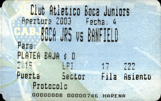 biglietto stadio BOCA JRS VS BANFIELD 550746