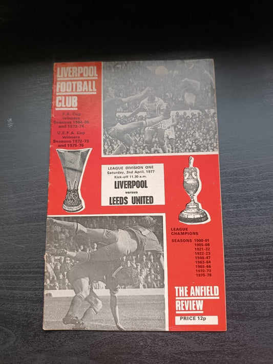 programma calcio  Liverpool V Leeds United 2nd 1977