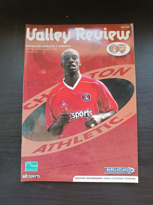 programma calcio Charlton Athetlic V Arsenal 14th 2002