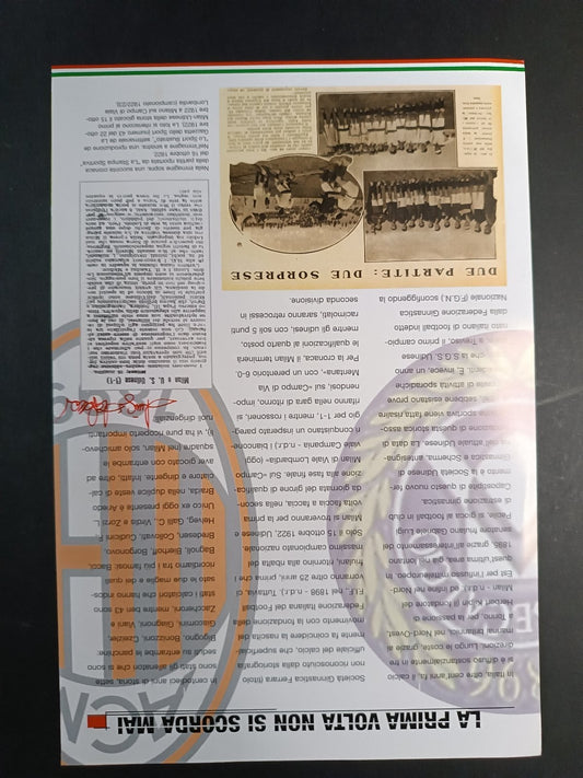 volantino pre-partita MILAN - JUVENTUS con firma autografo