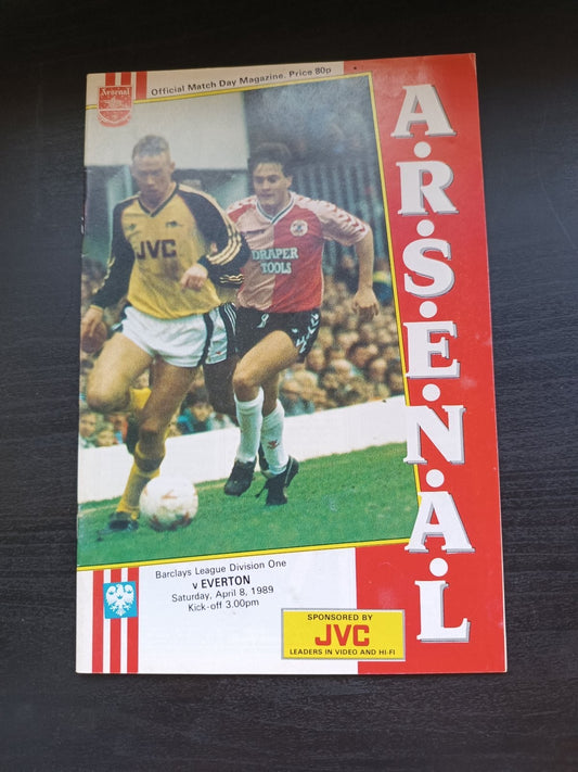 programma calcio Arsenal V Everton 8th 1989