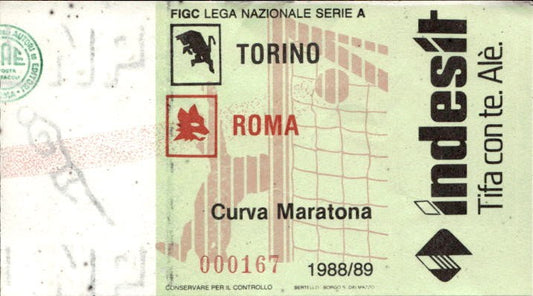 Biglietto stadio Torino-Roma Lega Nazionale Serie A 1988-89