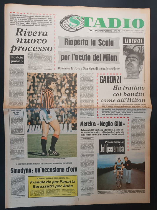 Quotidiano Sportivo STADIO numero 29 anno 1975 - Rivera