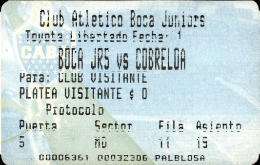 biglietto stadio BOCA JRS VS COBRELOA 502733