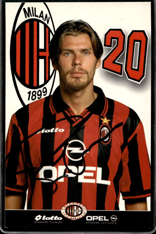 cartolina postcard Calcio Milan con Autografo sponsor LOTTO Boban