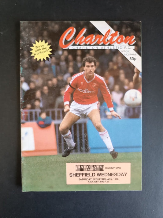 programma calcio Charlton Athletic vs Sheffield W. 1988
