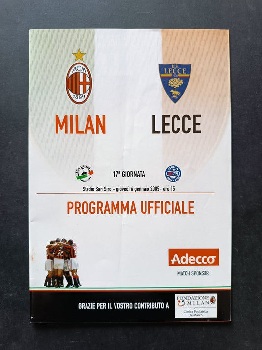 programma Ufficiale MILAN LECCE 6 gennaio 2005