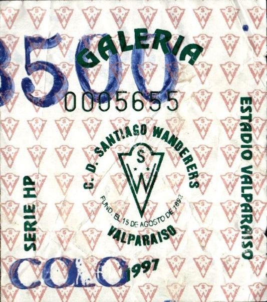biglietto stadio D.C SANTIAGO WANDERERS VALPARASIO 1997