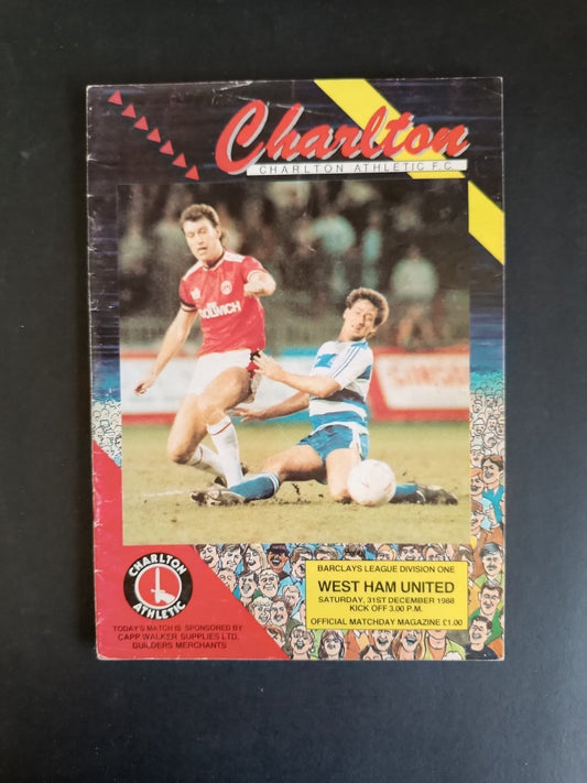 programma calcio Charlton Athletic vs West Ham Utd 1988