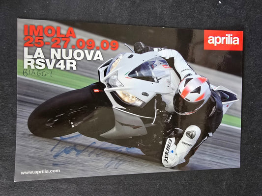 Autografo autograph originale su cartolina Aprilia  Max Biagi 2009  motociclismo