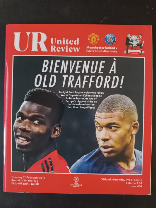 Programma ufficiale Champions UR Machester United Paris Saint-Germain 2019