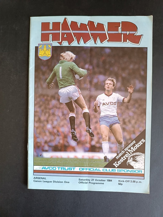 programma calcio West Ham Untited vs Arsenal 1984