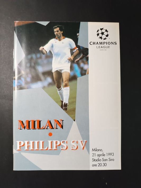 programma Ufficiale Champions League MILAN PHILIPS SV 21 aprile 1993