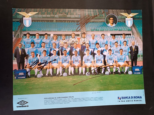 Cartoncino LAZIO 1994-95 con autografo Signori, Di Vaio, Gascoigne