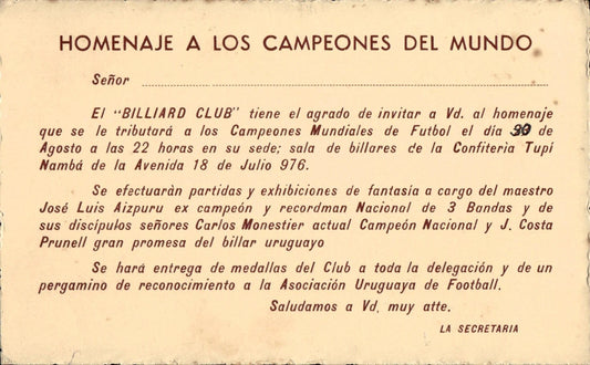 biglietto stadio HOMENAJE A LOS CAMPEONES DEL MUNDO
