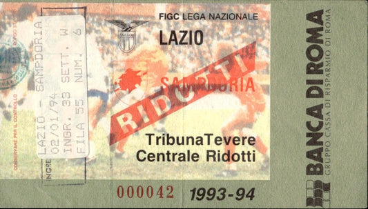 biglietto stadio LAZIO SAMPDORIA 1993-94
