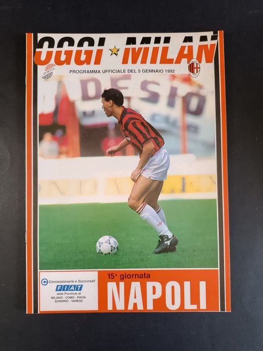 programma ufficiale OGGI MILAN 5 gennaio 1992 Napoli 15� Van Basten