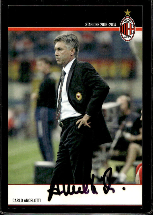 cartolina postcard Calcio Milan con Autografo 2003/04  - Ancelotti