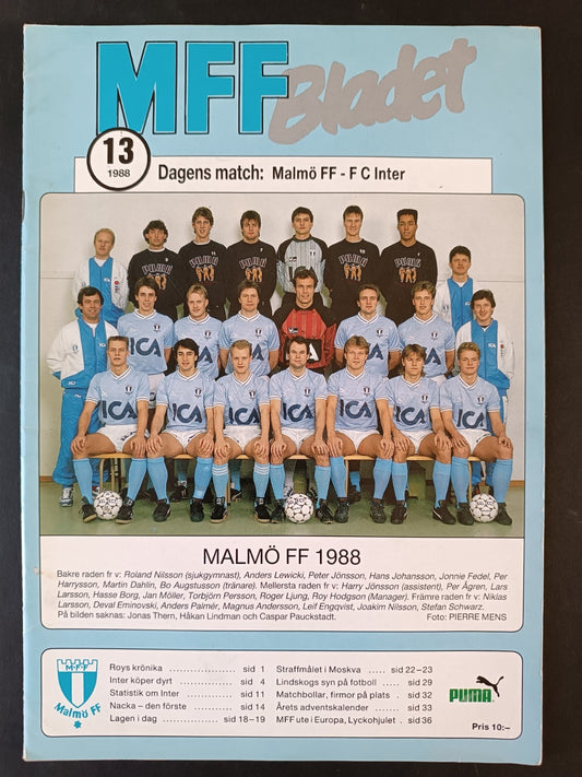 Programma Bladet Malmo Inter 1988