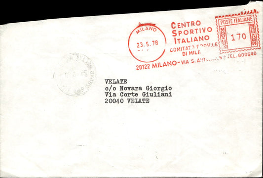 busta primo giorno Centro sportivo italiano Milano 1978