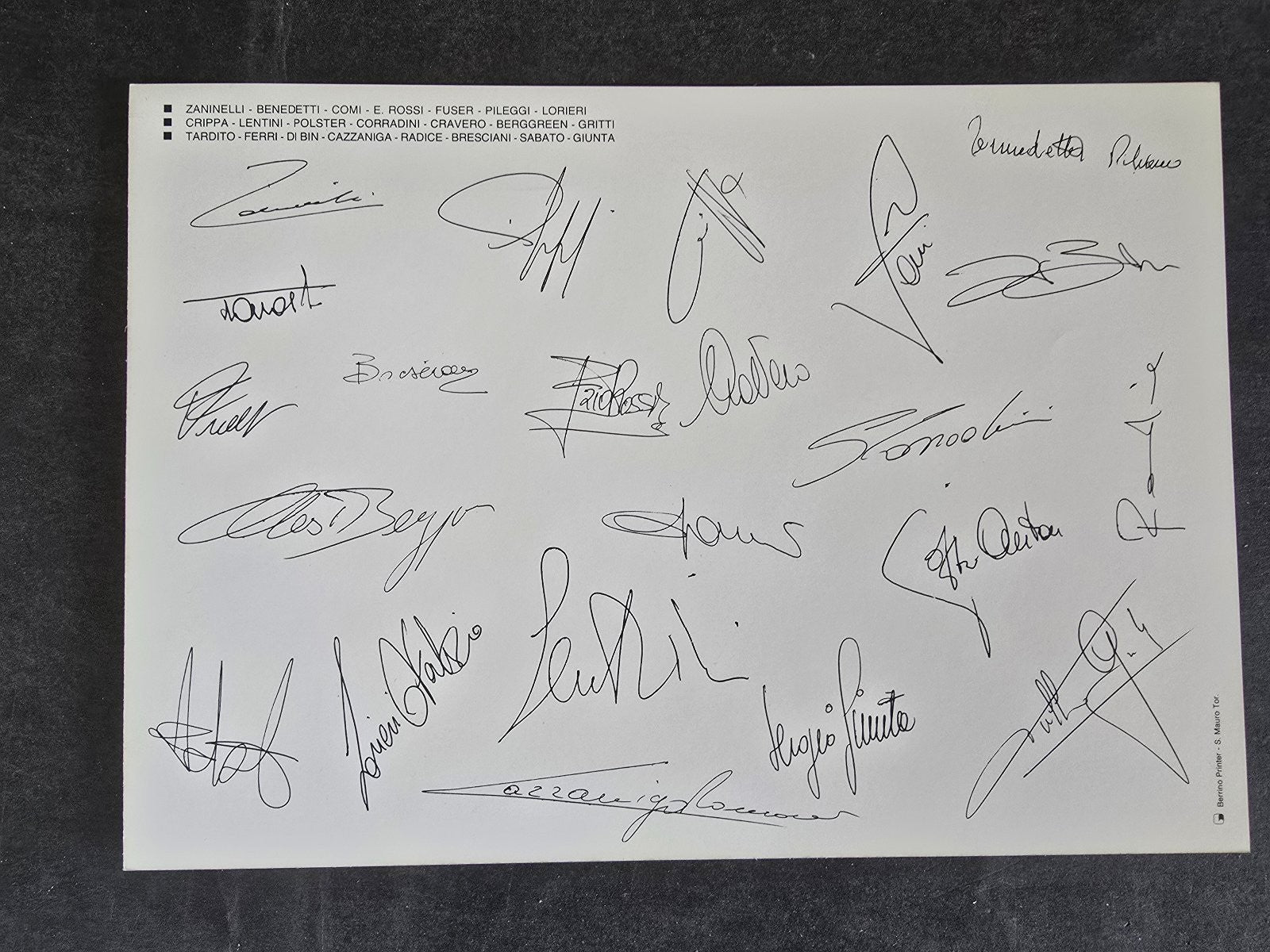 Cartolina Autografi stampati Torino Calcio 1987/88 ufficiale  adidas sweda