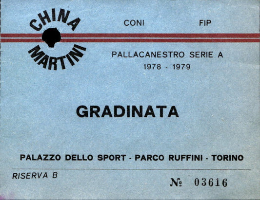 Biglietto PALLACANESTRO Serie A 1978-79 Palazzo Sport Parco Ruffini n 03616