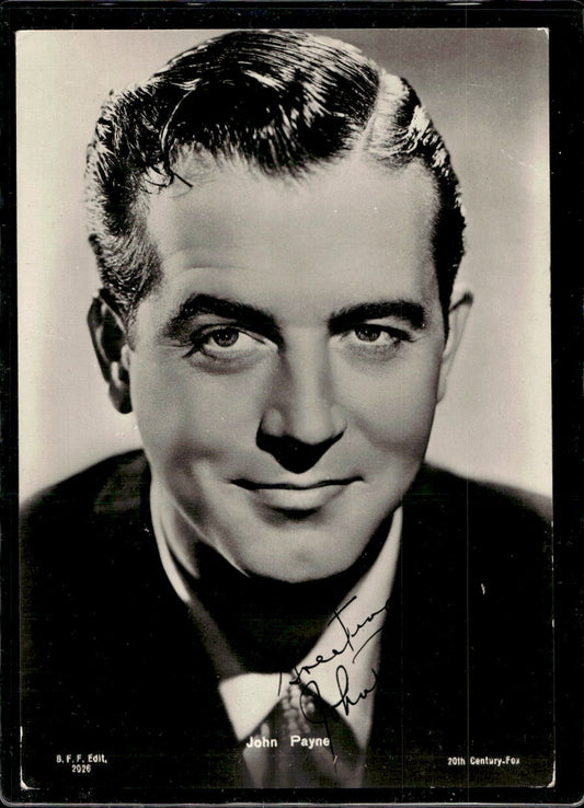 Cartolina John Payne con autografo