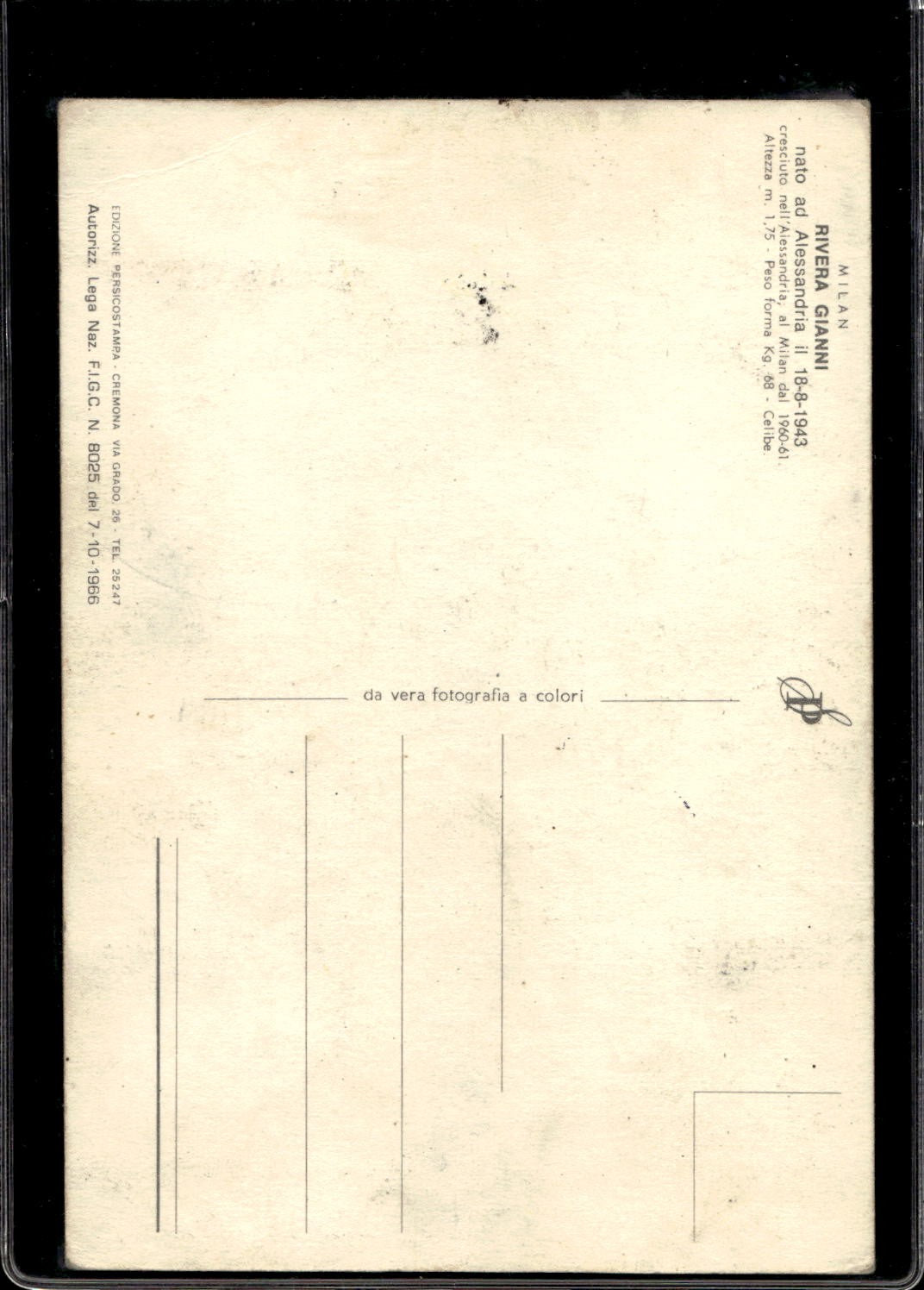 cartolina postcard calcio Milan Gianni Rivera 1966 con Autografo