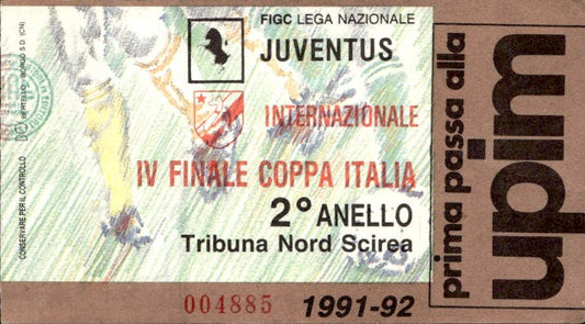Biglietto stadio Juventus-Internazionale IV Finale coppa Italia 1991-92