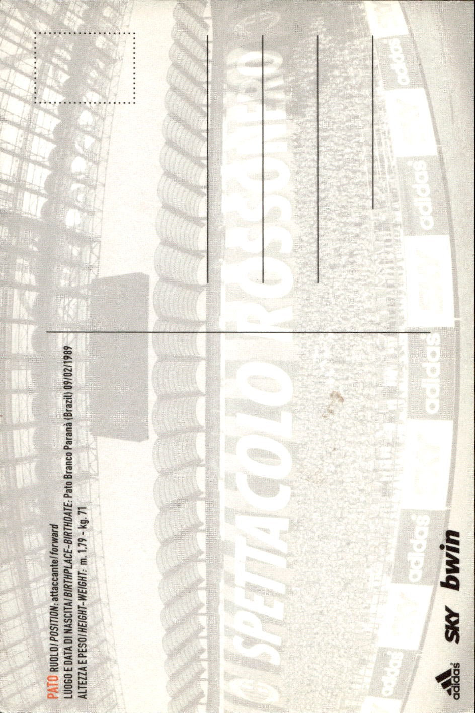 cartolina postcard calcio Milan 2007/08 Pato Con Autografo