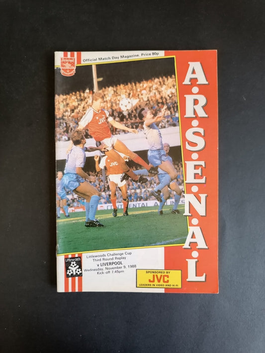 programma calcio Arsenal vs Liverpool 1988
