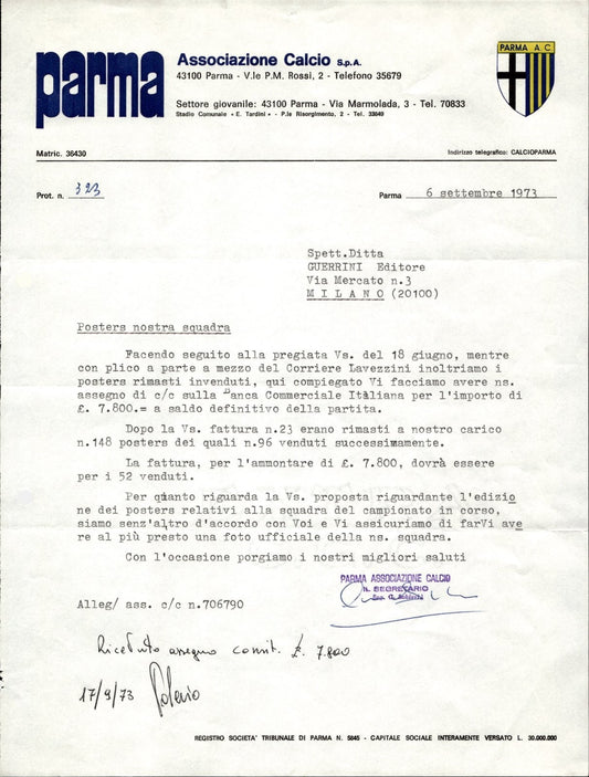 carta intestata societ� sportiva Parma AC 1973 02