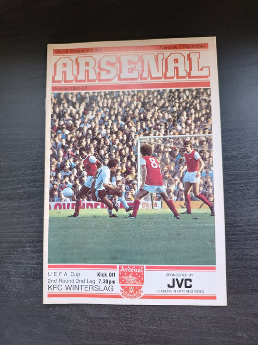 programma calcio Arsenal V KFC Winterslag 3rd 1981