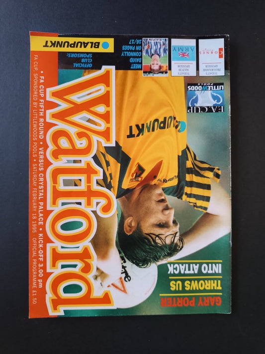 programma calcio Watford vs Crystal Palace 18/02/1995