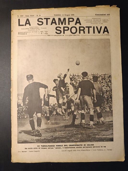 Rivista LA STAMPA SPORTIVA  numero 1222 n 24 anno 1925 De Pra