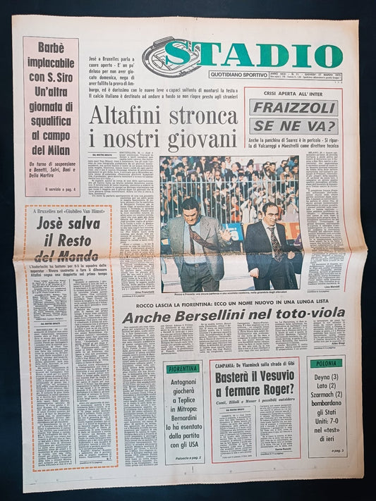 Quotidiano Sportivo STADIO numero 71 anno 1975 - Rocco