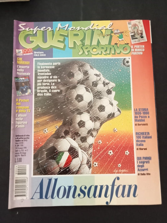 rivista GUERIN SPORTIVO anno 1998 numero 24 - Pantani (con poster)