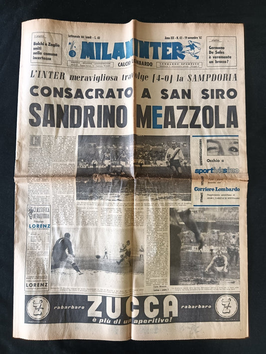 quotidiano MILANINTER numero 43 - 1962 - Sandrino Meazzola
