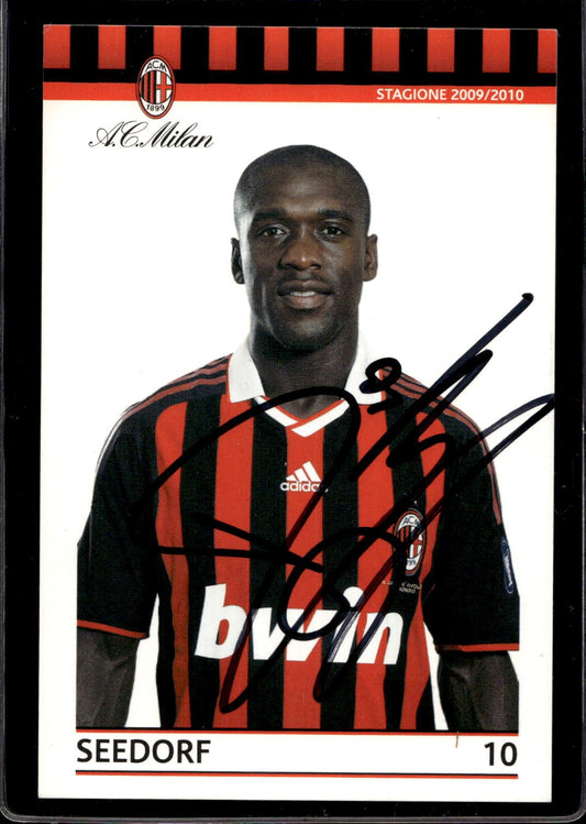 cartolina postcard Calcio Milan con Autografo 2009/10 - Seedorf