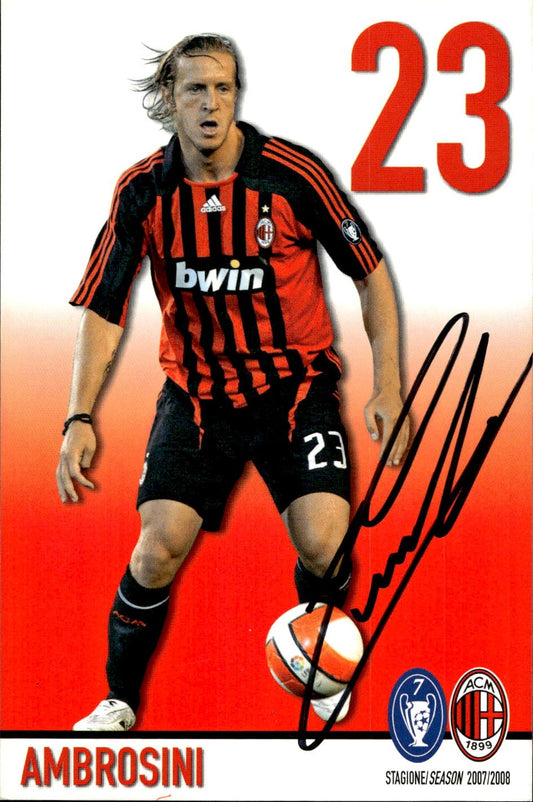 cartolina postcard calcio Milan 2007/08 Ambrosini Con Autografo