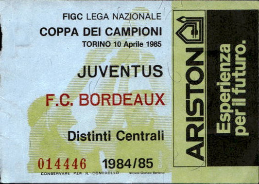 Biglietto stadio Juventus-F.C Barcelona 1984/85 Coppa Campioni 10/04/1985
