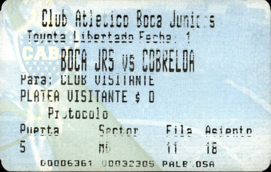 biglietto stadio BOCA JRS VS COBRELOA 502732
