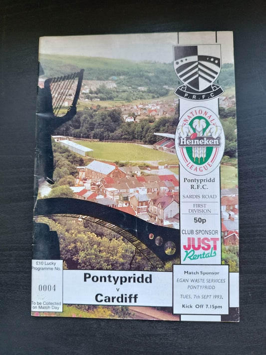 programma calcio Pontypridd V Cardiff 7th 1993