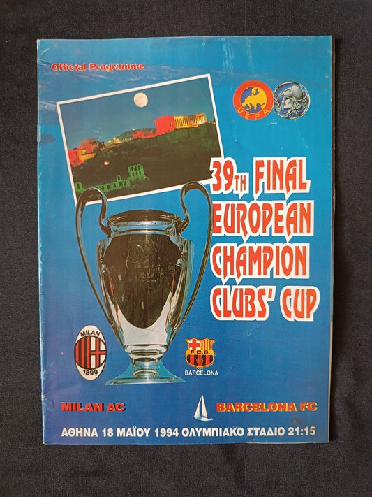 programma Milan - Barcellona finale Coppa Campioni 1994