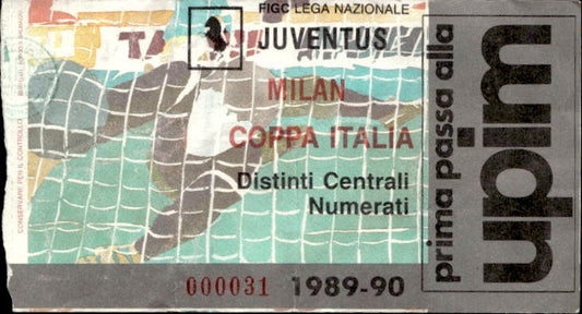 Biglietto stadio Juventus-Milan Coppa Italia 1989-90