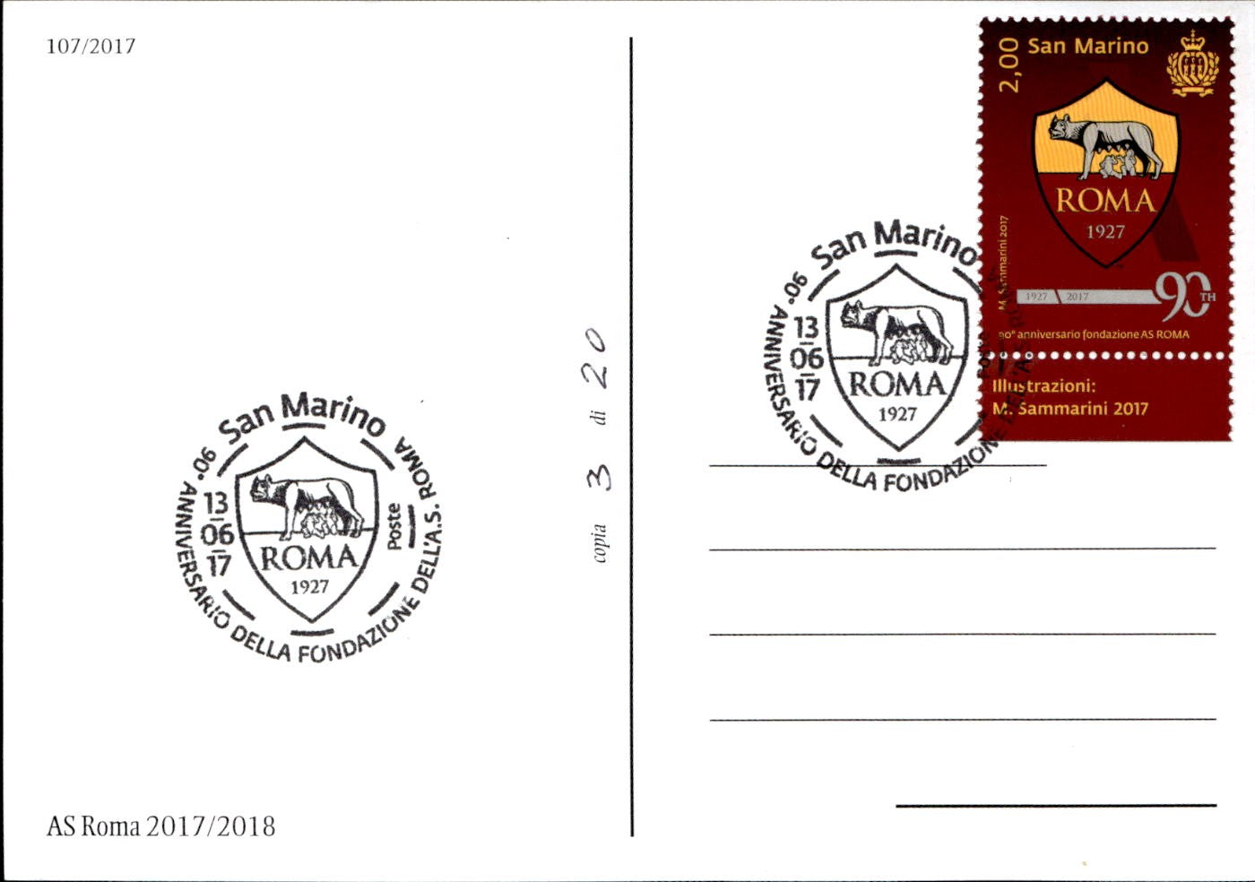 /Cartolina A.S Roma 2017/2018