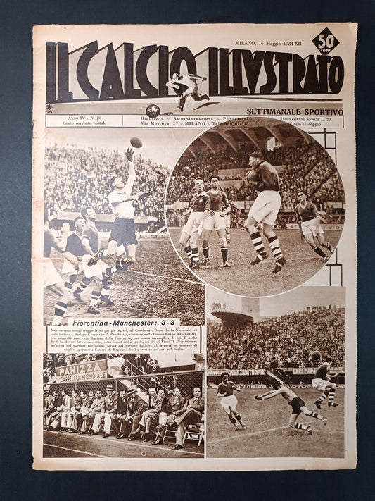 Rivista IL CALCIO ILLUSTRATO numero 20 anno 1934 Fiorentina/Manchester