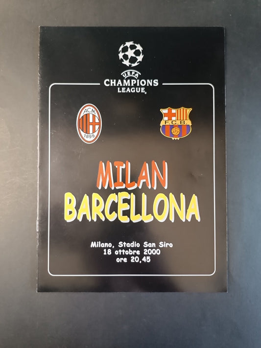 Programma originale champions league 18/10/2000 Milan AC Barcelona Fc