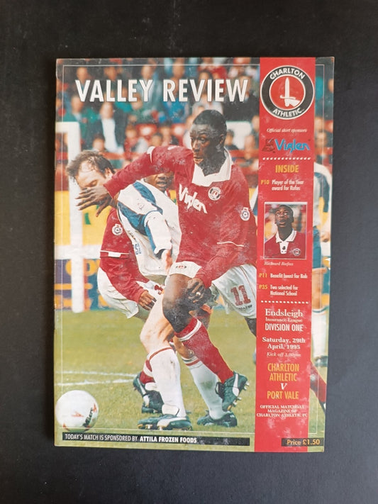 programma calcio Charlton Athletic vs Port Vale 1995