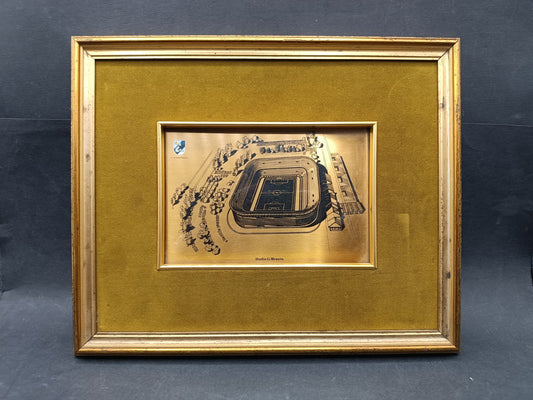 quadro STADIO MEAZZA con lastra in serigrafia d'arte oro 999/000 San Siro Arisi